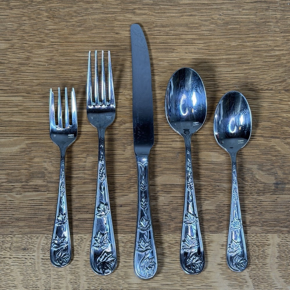 Retroneu Tuileries Leaf Garden Flatware 5 Piece Place Setting Dinner Service